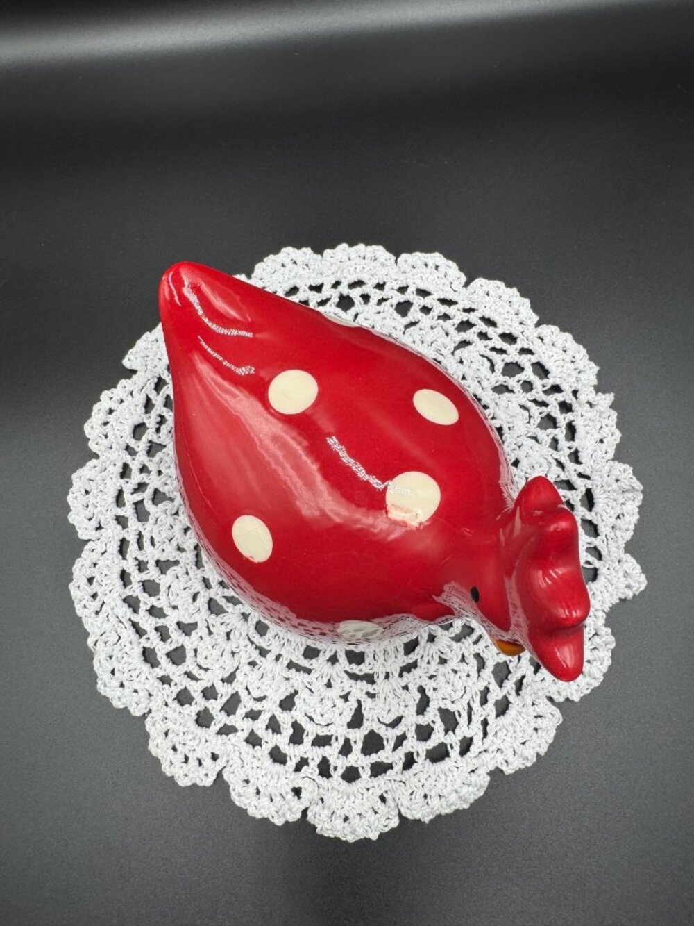 La Dolce Vita Hen House Red Polka Dot Ceramic Chicken